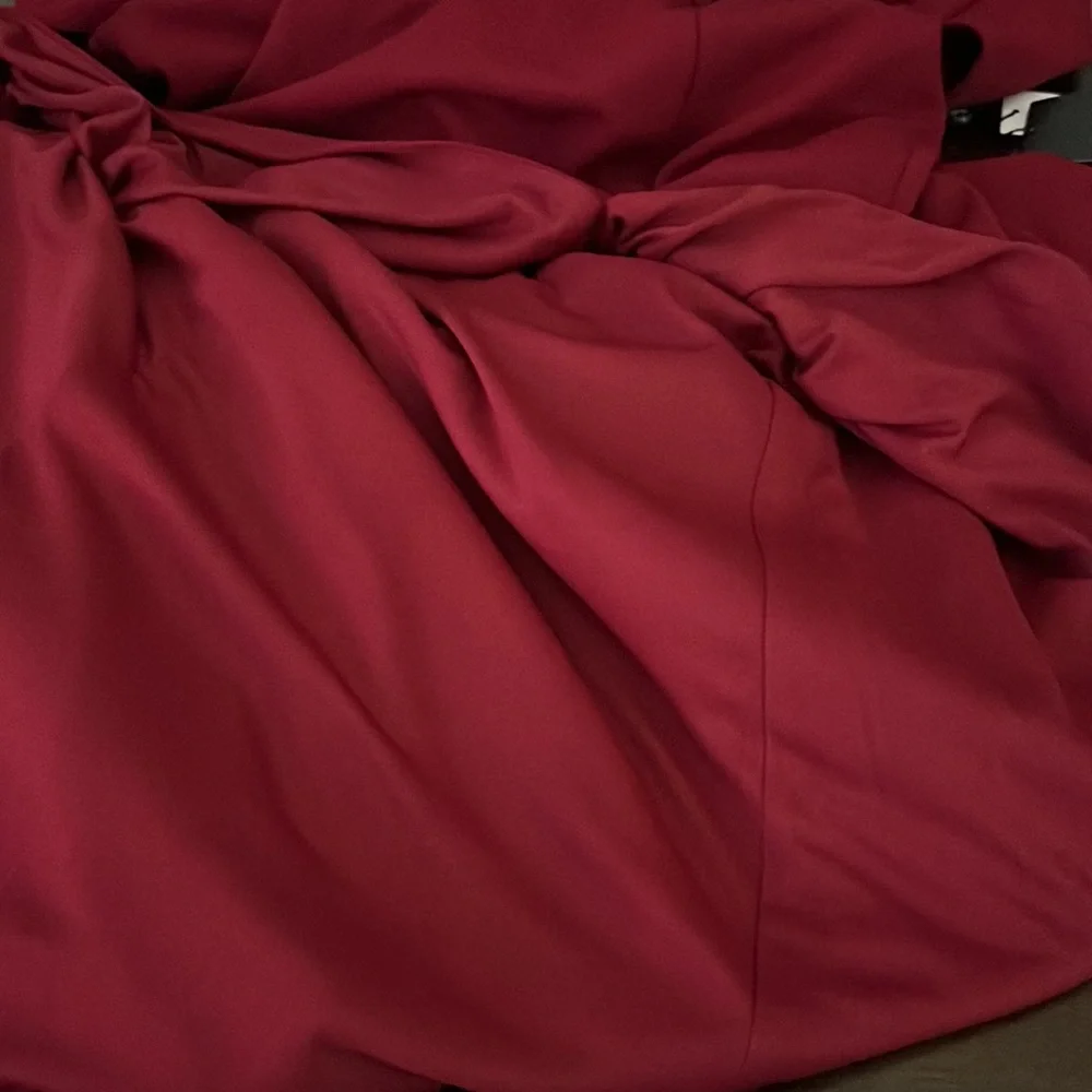 Adrianna Papell Long Sleeve Notch Lapel Surplice Crepe Tuxedo Mermaid Gown - Picture 8 of 13